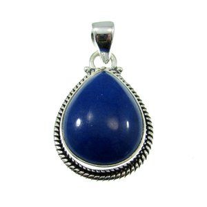 Solid 925 Sterling Silver Teardrop Lapis Lazuli Pendant, January Birthstone